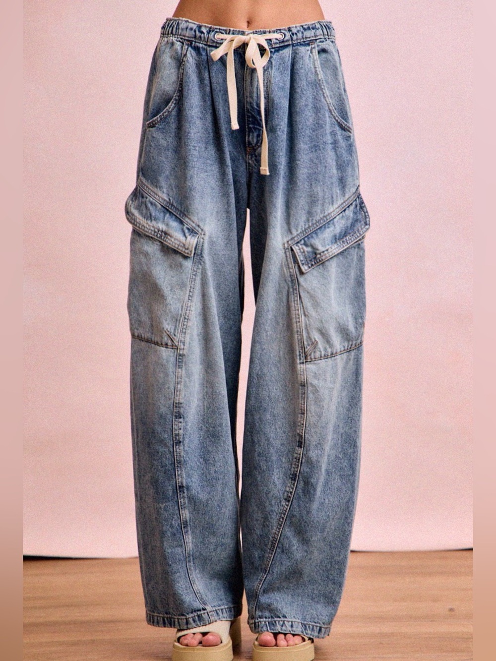 🩵Hello Gorgeous! BiBi Baggy Barrel Jeans With Cargo Pockets